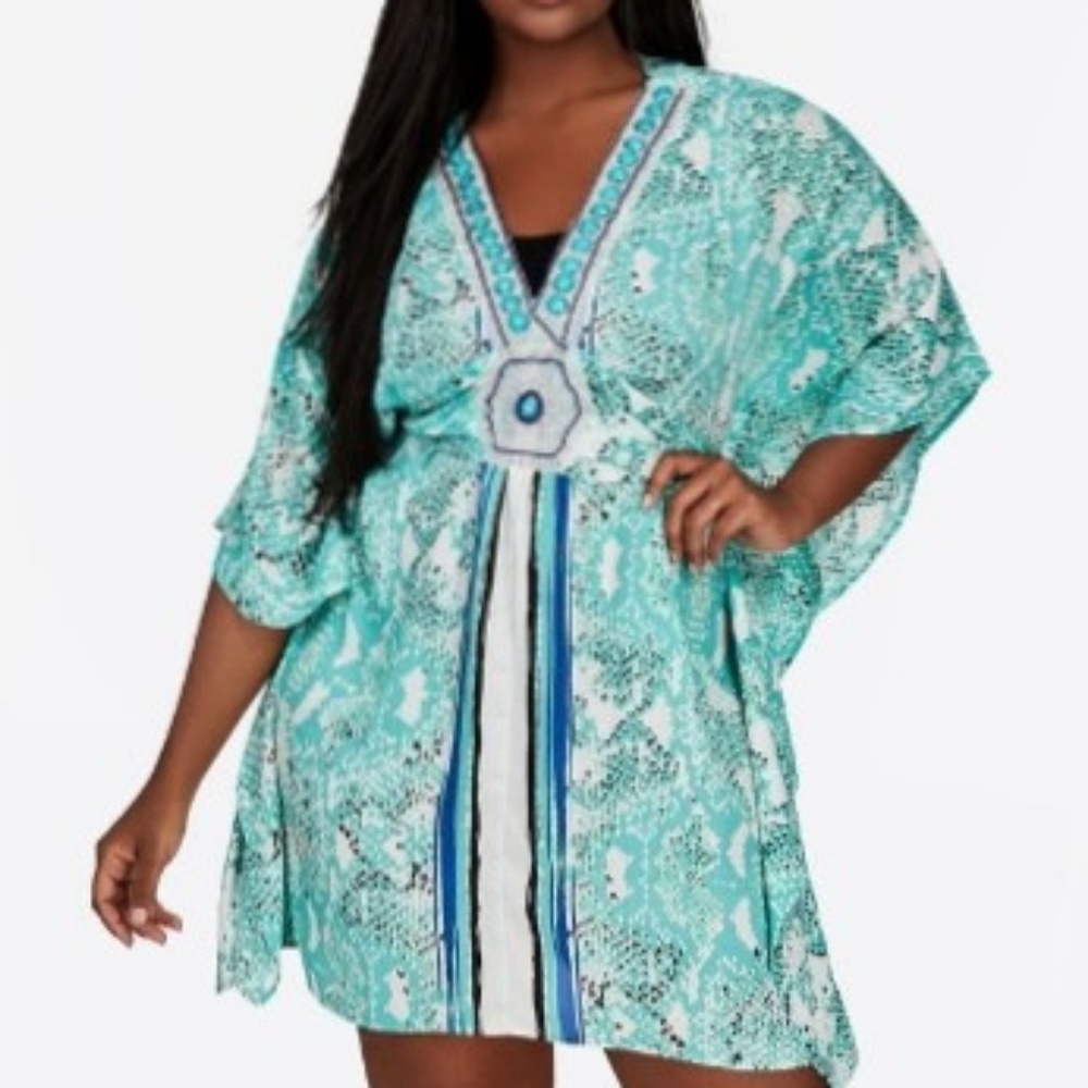 EMBELLISHED V NECK COVER UP